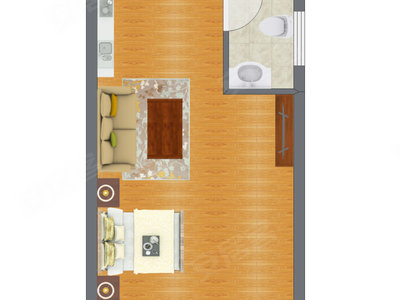 1室1厅 28.92平米户型图
