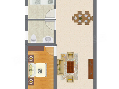 1室2厅 36.12平米户型图