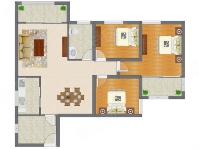 3室2厅 99.17平米