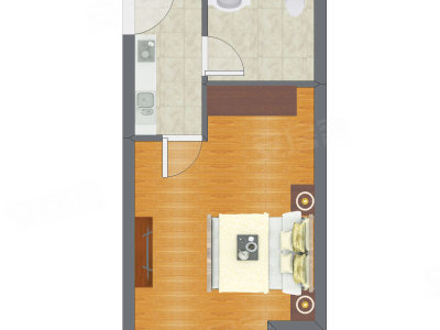 1室0厅 25.11平米户型图