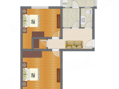 2室1厅 80.24平米户型图