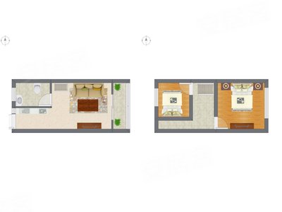 2室1厅 54.58平米户型图