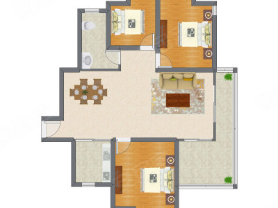 3室2厅 123.60平米