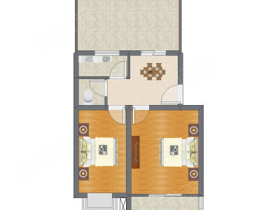 2室1厅 76.00平米户型图