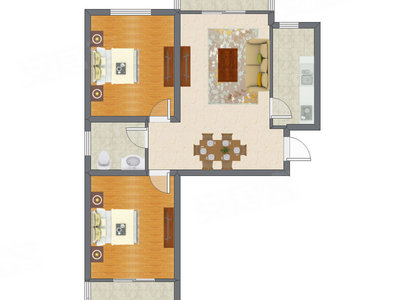 2室2厅 99.62平米户型图