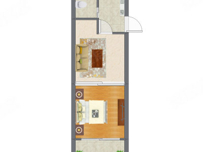 1室1厅 40.95平米户型图