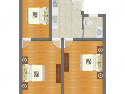 3室1厅 65.74平米