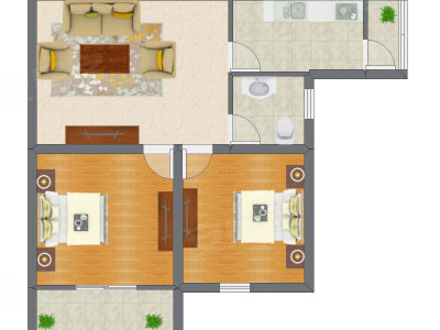 2室1厅 59.64平米