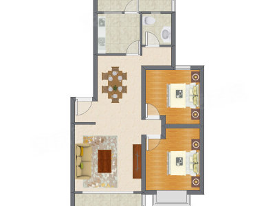 2室2厅 99.23平米户型图