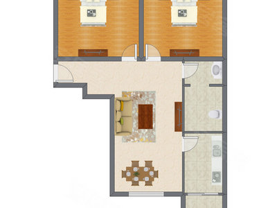 2室2厅 115.52平米户型图