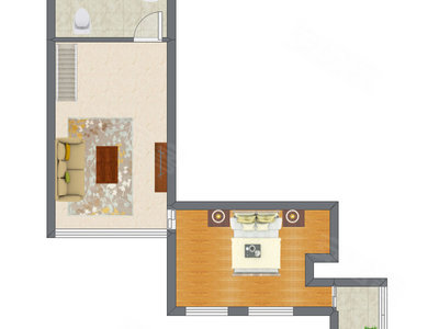 2室2厅 42.92平米户型图