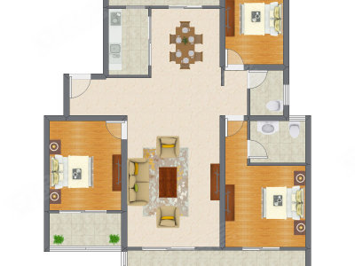 3室2厅 140.55平米户型图