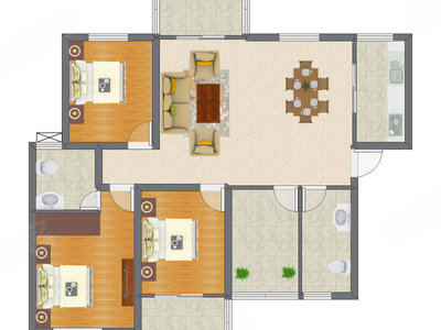 3室2厅 96.90平米
