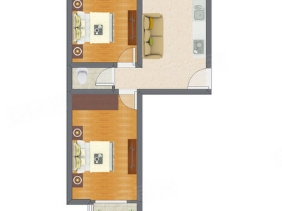 2室1厅 60.44平米