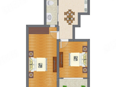 2室1厅 73.98平米