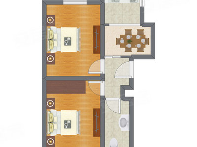 2室1厅 60.90平米户型图