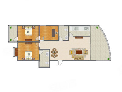 3室2厅 131.08平米户型图