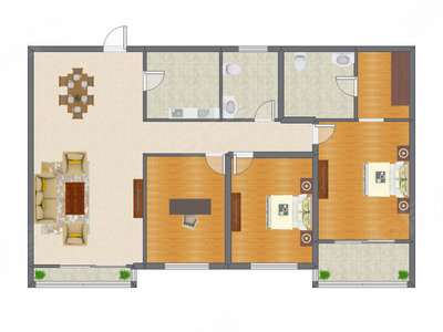 3室2厅 183.84平米户型图