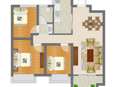 3室2厅 78.45平米户型图