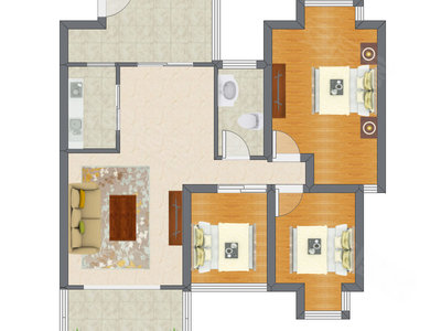 3室1厅 88.65平米户型图