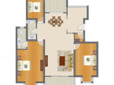 3室2厅 141.51平米户型图