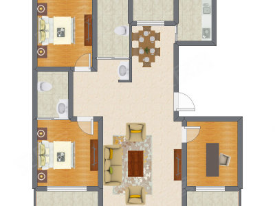 3室2厅 145.00平米户型图