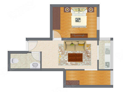 1室1厅 60.40平米户型图