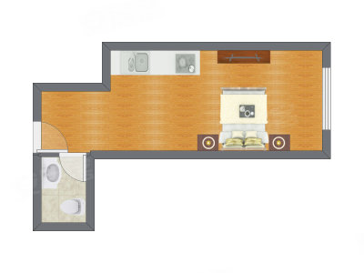 1室0厅 25.50平米户型图