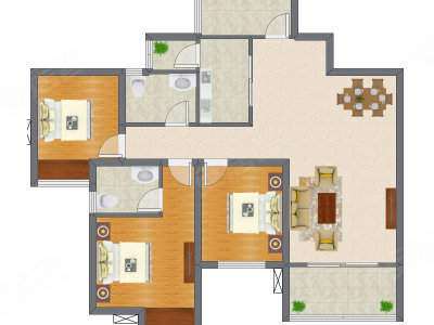 3室2厅 111.89平米