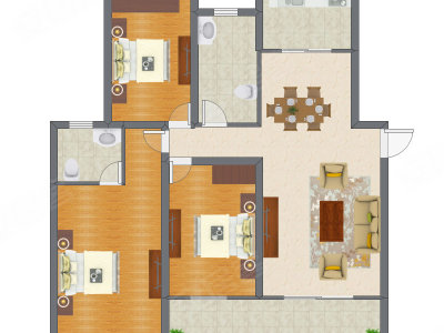 3室2厅 98.39平米