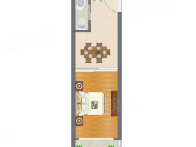 1室1厅 40.59平米户型图