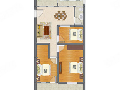 3室2厅 77.54平米