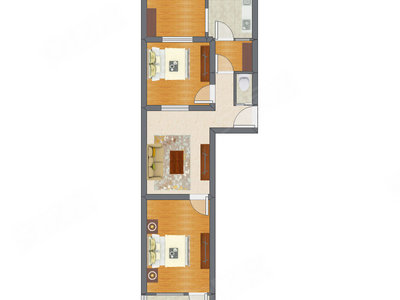 2室1厅 60.69平米户型图