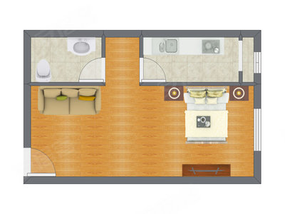 1室0厅 52.34平米户型图