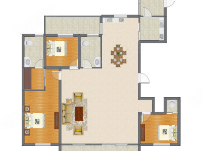 3室2厅 186.00平米户型图