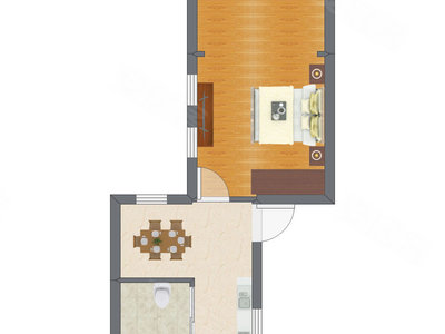 1室1厅 27.69平米户型图