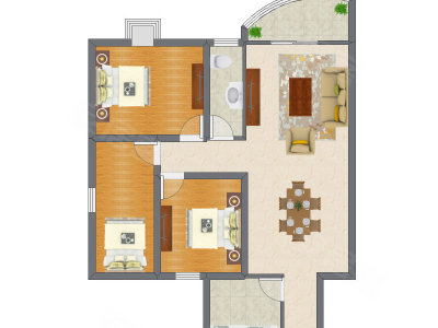 3室1厅 105.00平米户型图