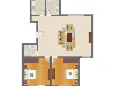 2室1厅 122.00平米户型图