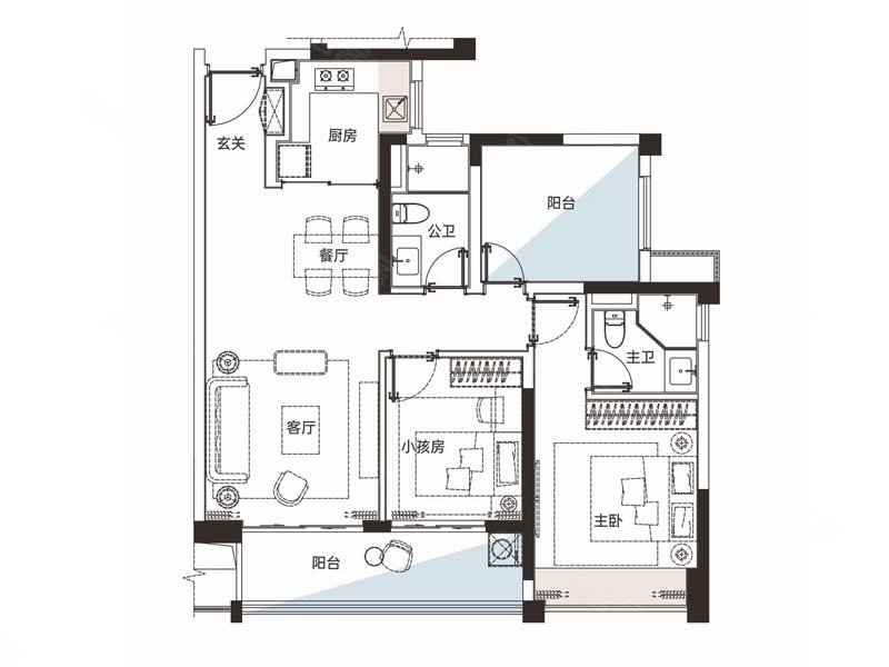 华润仁恒公园四季二期3室2厅2卫95㎡南128万