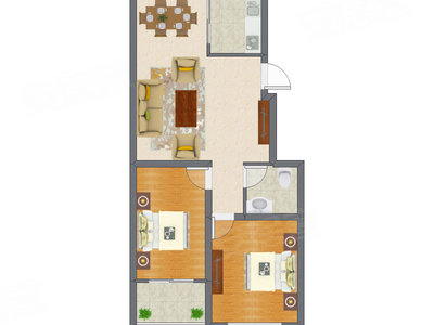2室2厅 79.90平米户型图