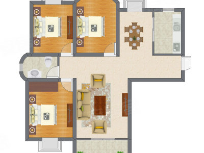 3室2厅 75.24平米