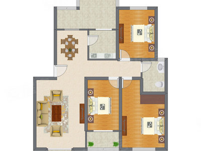 3室2厅 128.69平米