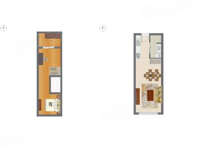 2室2厅 44.30平米