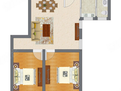 2室2厅 50.00平米户型图