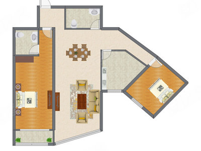 2室2厅 143.30平米户型图