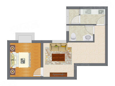 1室1厅 49.98平米户型图