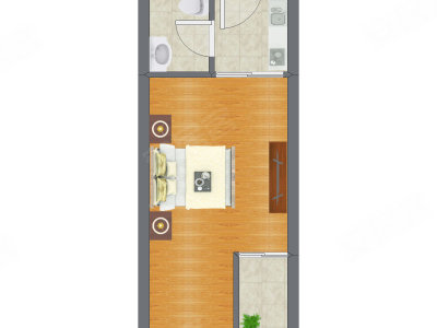 1室0厅 39.15平米户型图