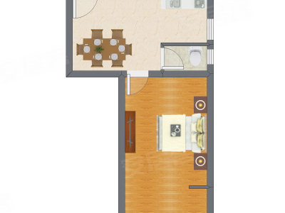 1室1厅 42.01平米户型图
