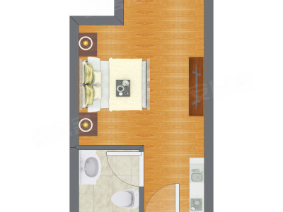 1室0厅 28.97平米户型图