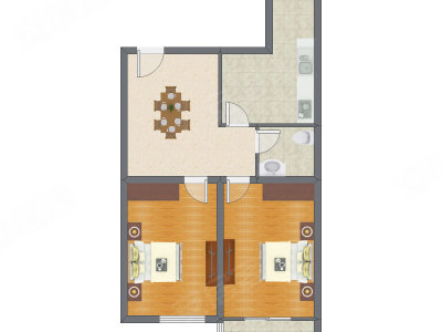 2室1厅 90.32平米户型图